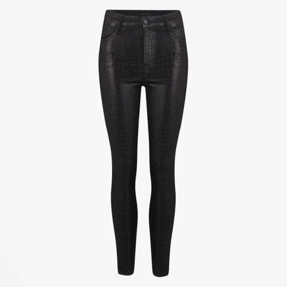 J Brand Leenah High Rise Skinny Ankle Jeans Size 28 Caiman Python Print Black - Picture 1 of 16